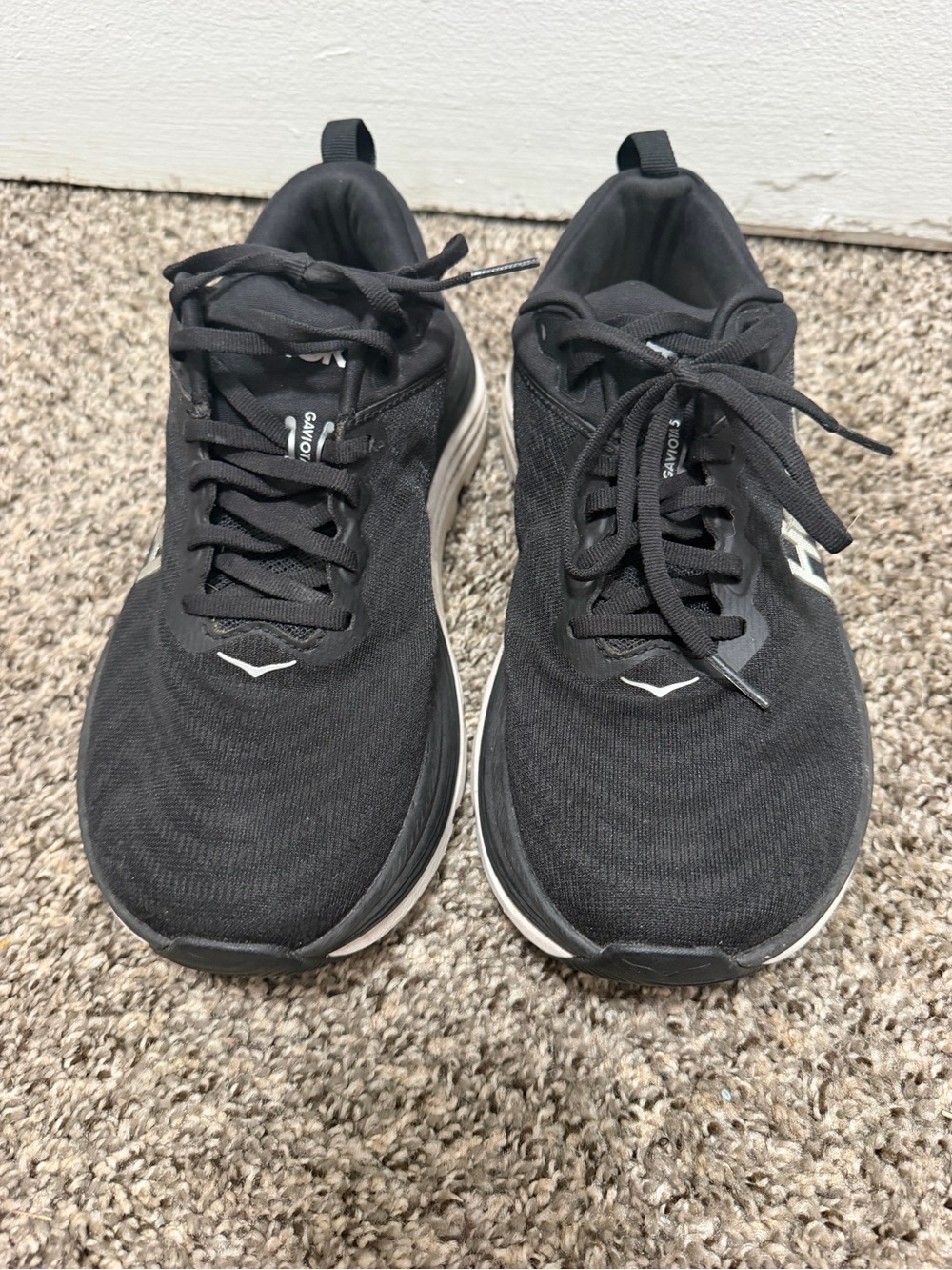 Hoka One One Men's Black and White Athletic Running Shoes